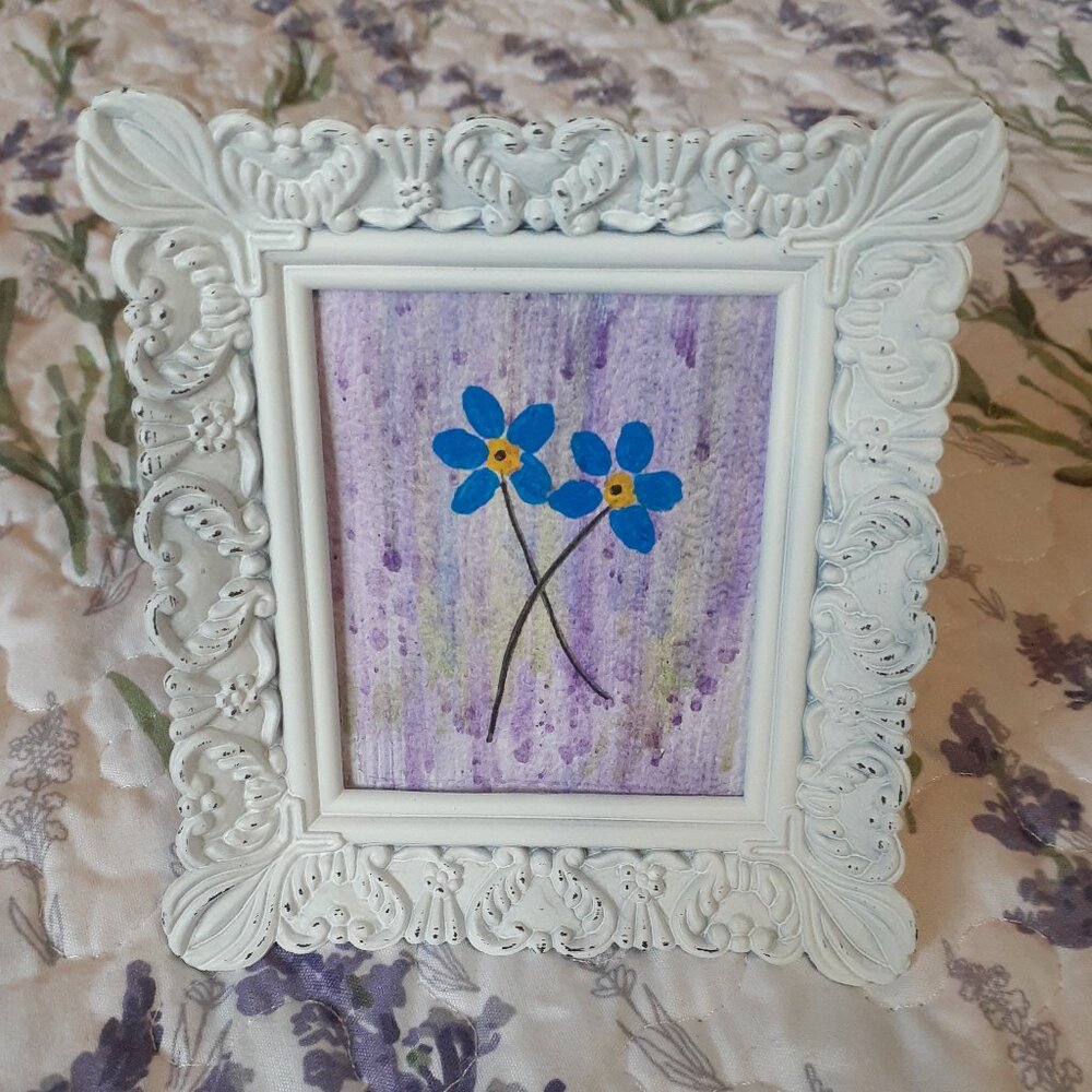 Whimsical Watercolor and Acrylic Floral Mini Painting